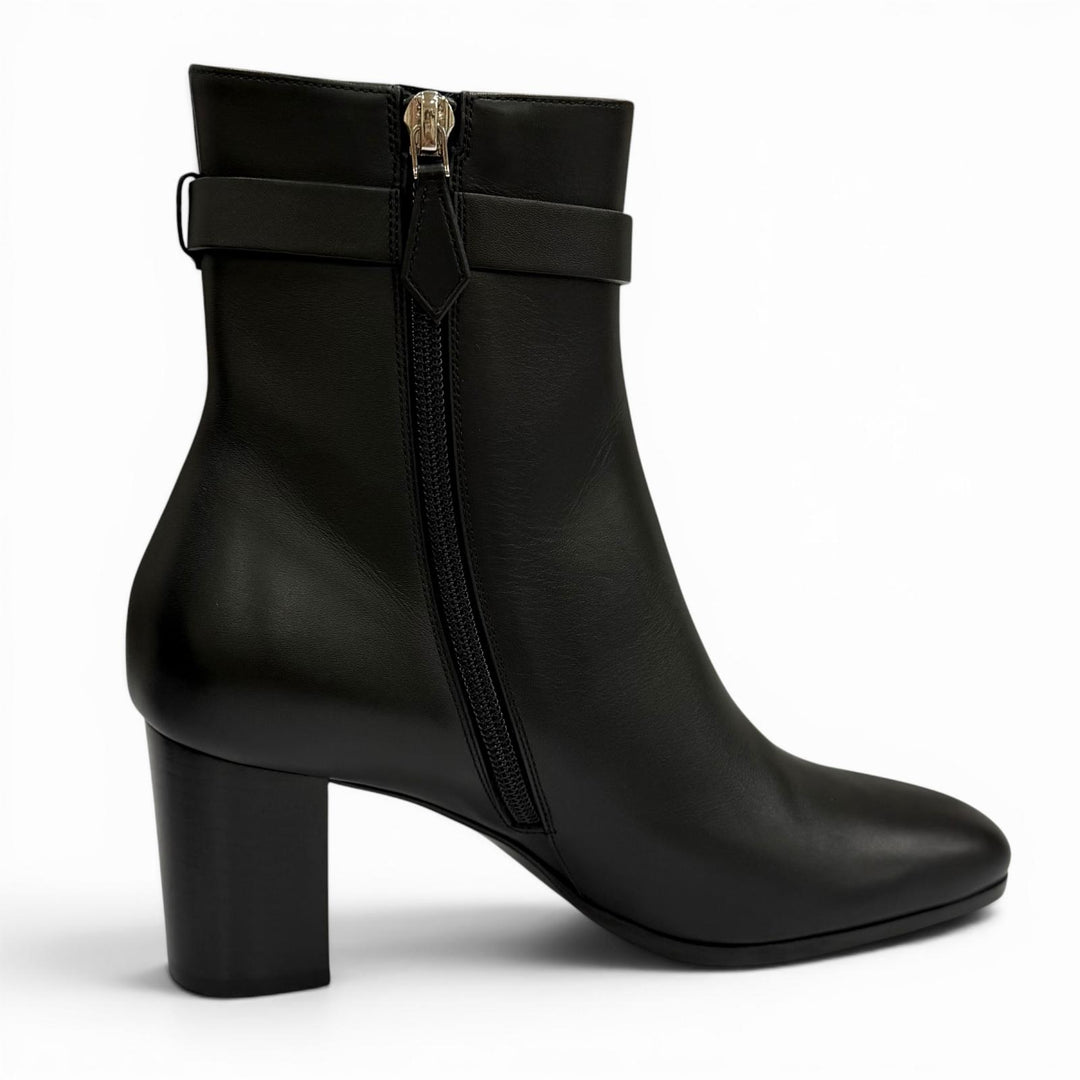 Excellent HERMES short boots Saint Germain Kelly Buckle Leather black leather 36