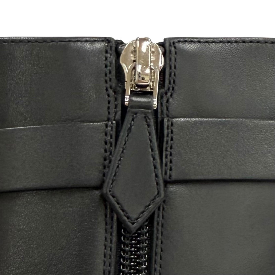 Excellent HERMES short boots Saint Germain Kelly Buckle Leather black leather 36
