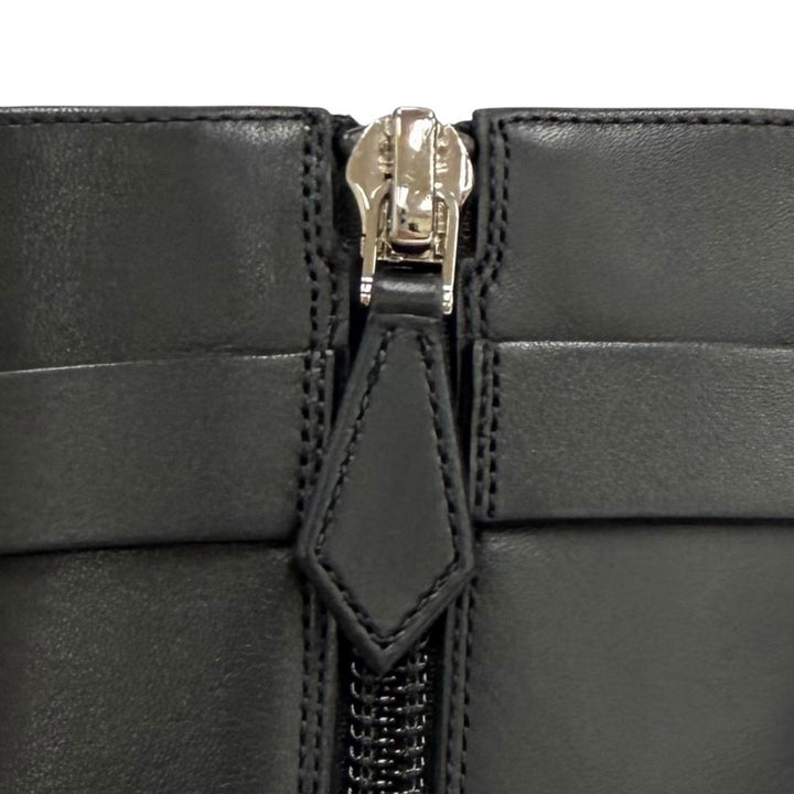 Excellent HERMES short boots Saint Germain Kelly Buckle Leather black leather 36