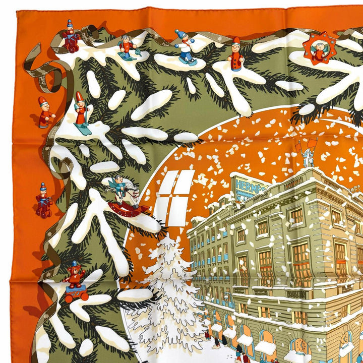 Pristine HERMES scarf Christmas at 24 Faubourg silk Women