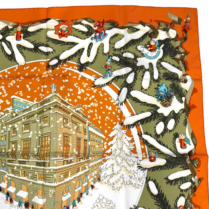 Pristine HERMES scarf Christmas at 24 Faubourg silk Women