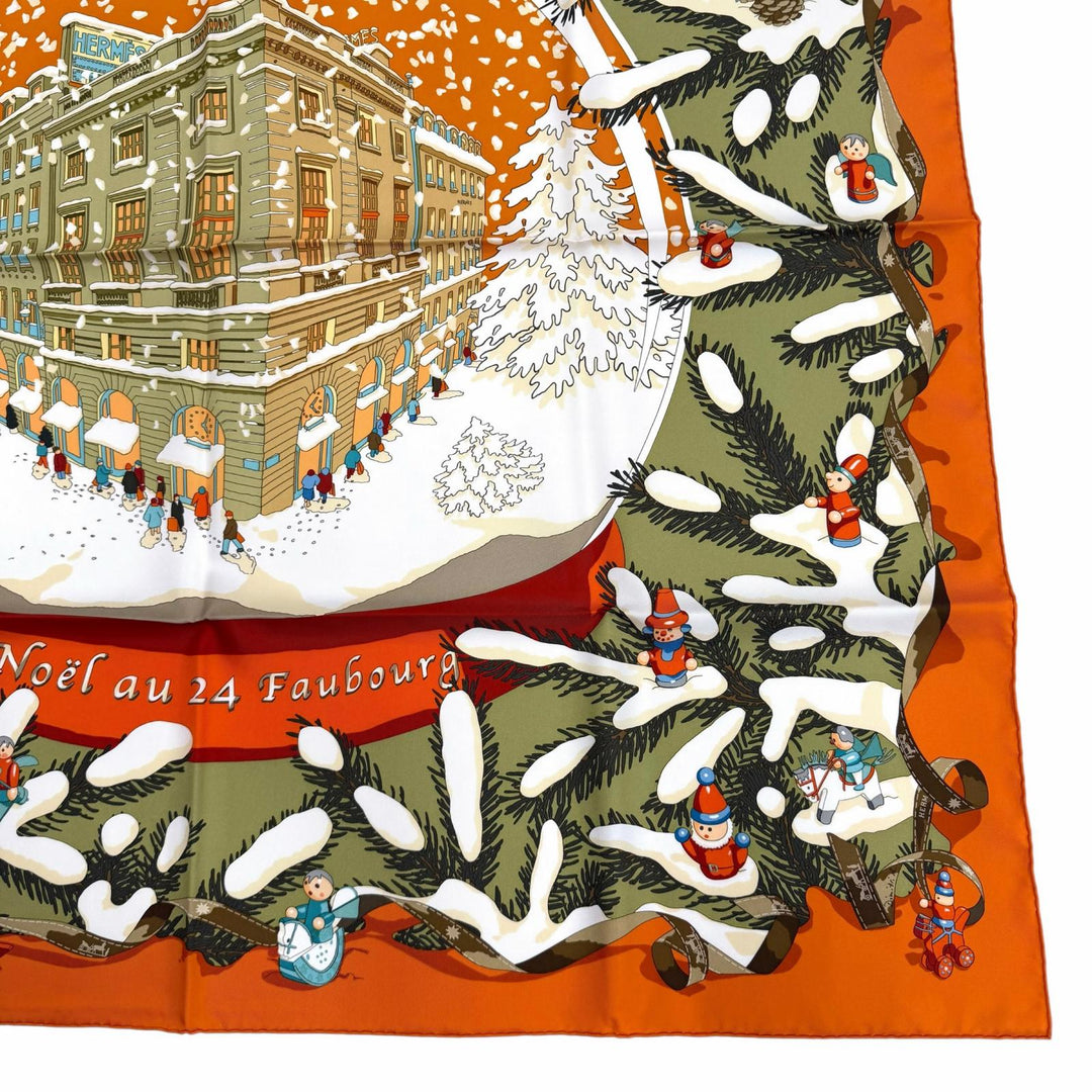 Pristine HERMES scarf Christmas at 24 Faubourg silk Women