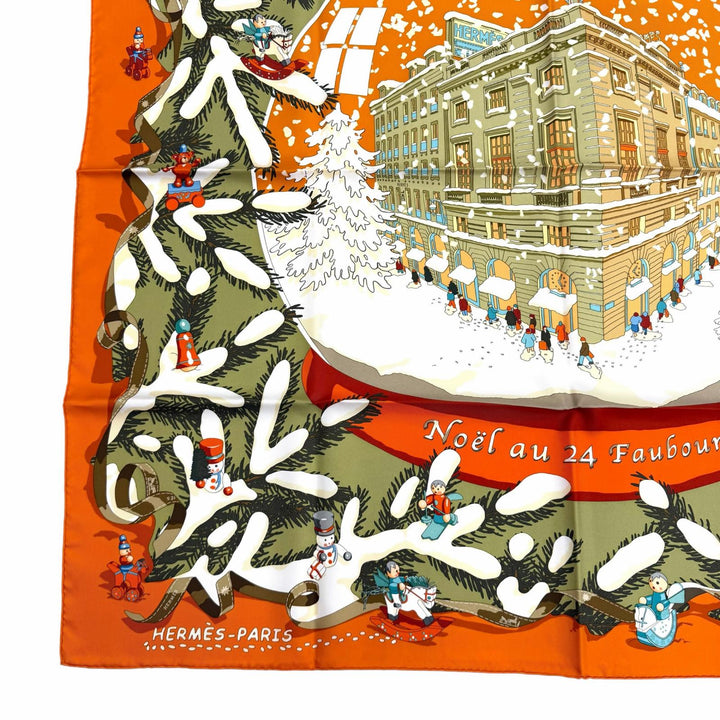Pristine HERMES scarf Christmas at 24 Faubourg silk Women