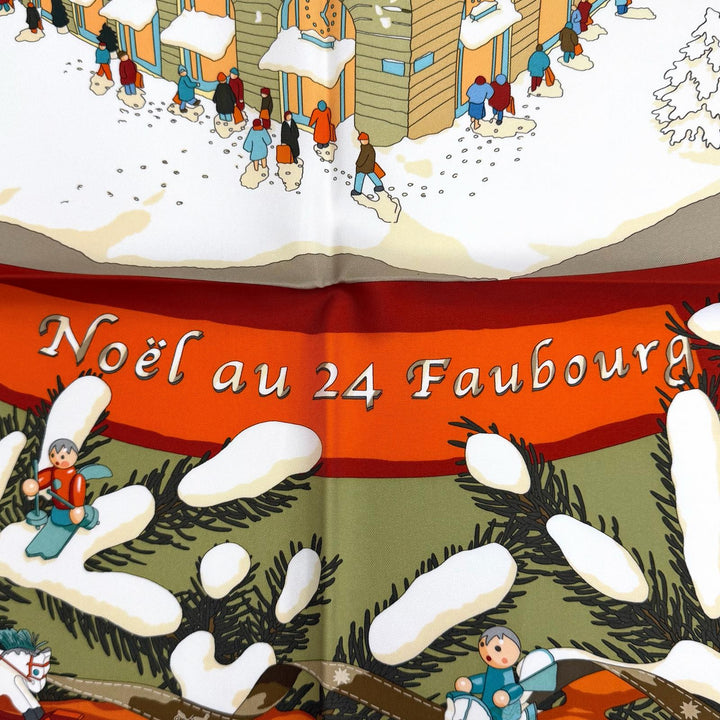 Pristine HERMES scarf Christmas at 24 Faubourg silk Women