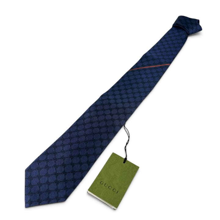 Excellent GUCCI tie GG pattern silk tie Navy silk mens 456522