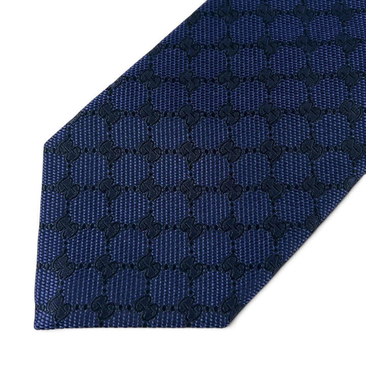 Excellent GUCCI tie GG pattern silk tie Navy silk mens 456522