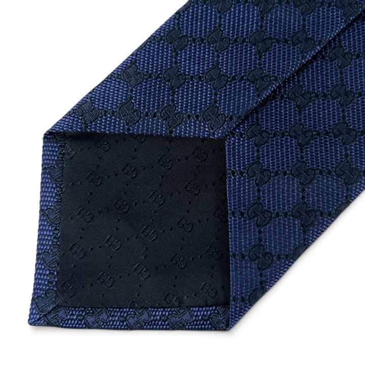 Excellent GUCCI tie GG pattern silk tie Navy silk mens 456522
