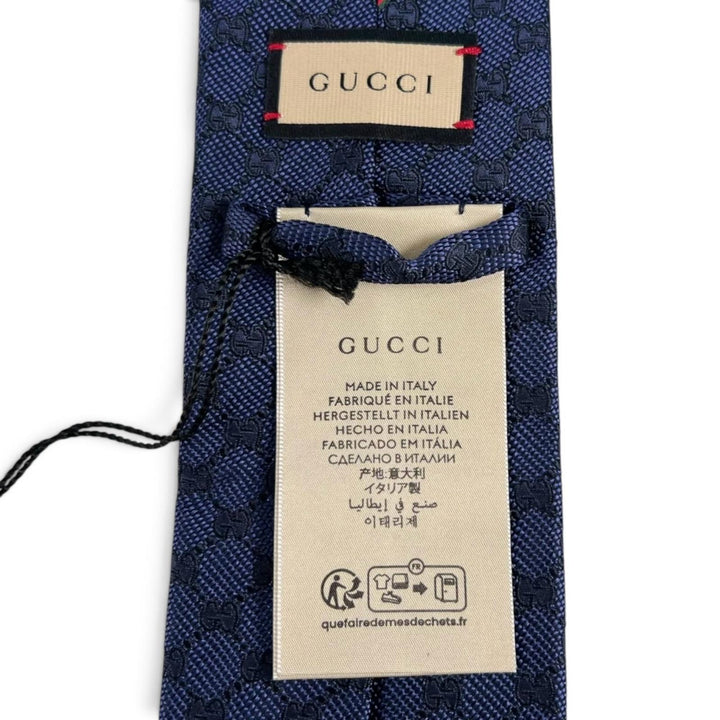 Excellent GUCCI tie GG pattern silk tie Navy silk mens 456522