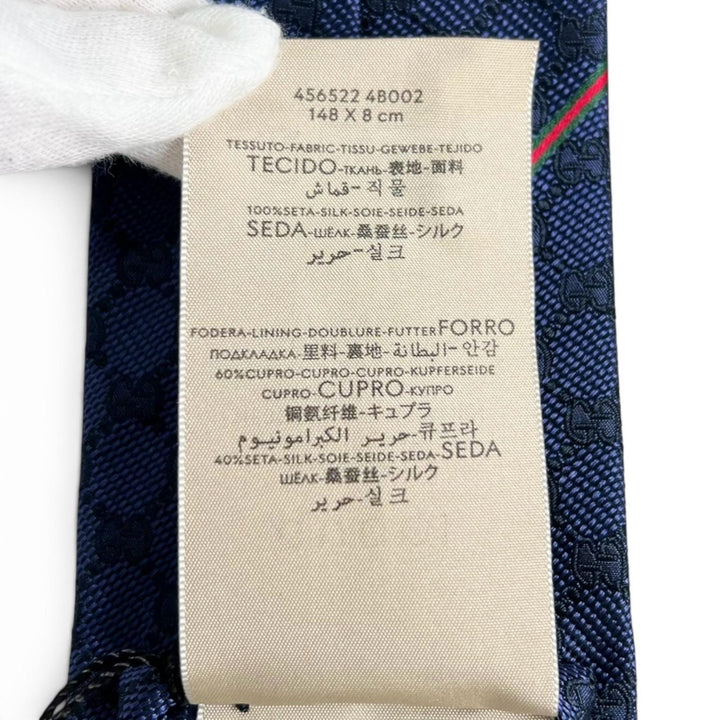 Excellent GUCCI tie GG pattern silk tie Navy silk mens 456522