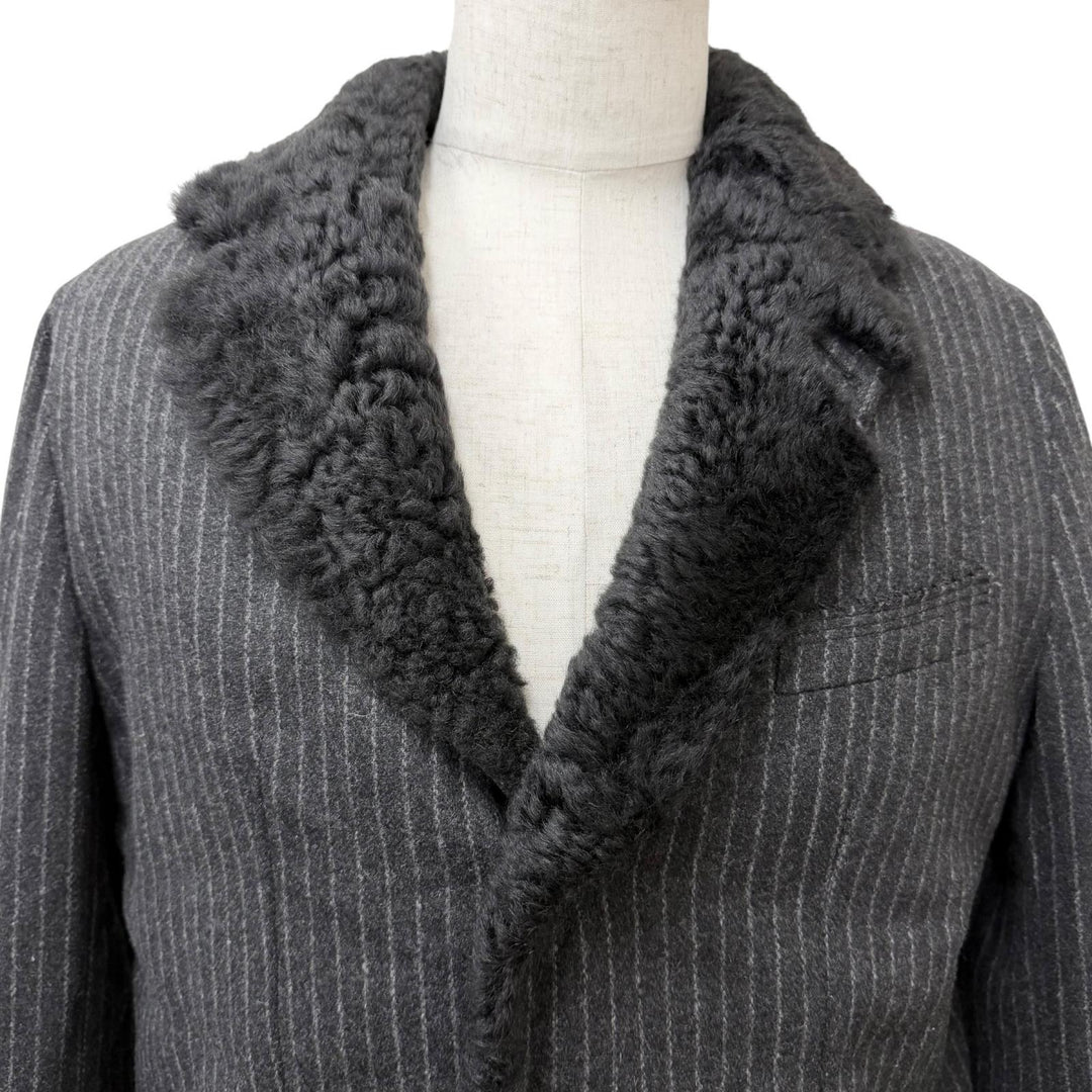 Excellent DOLCE&GABBANA Mouton jacket Stripe Pattern Tailored