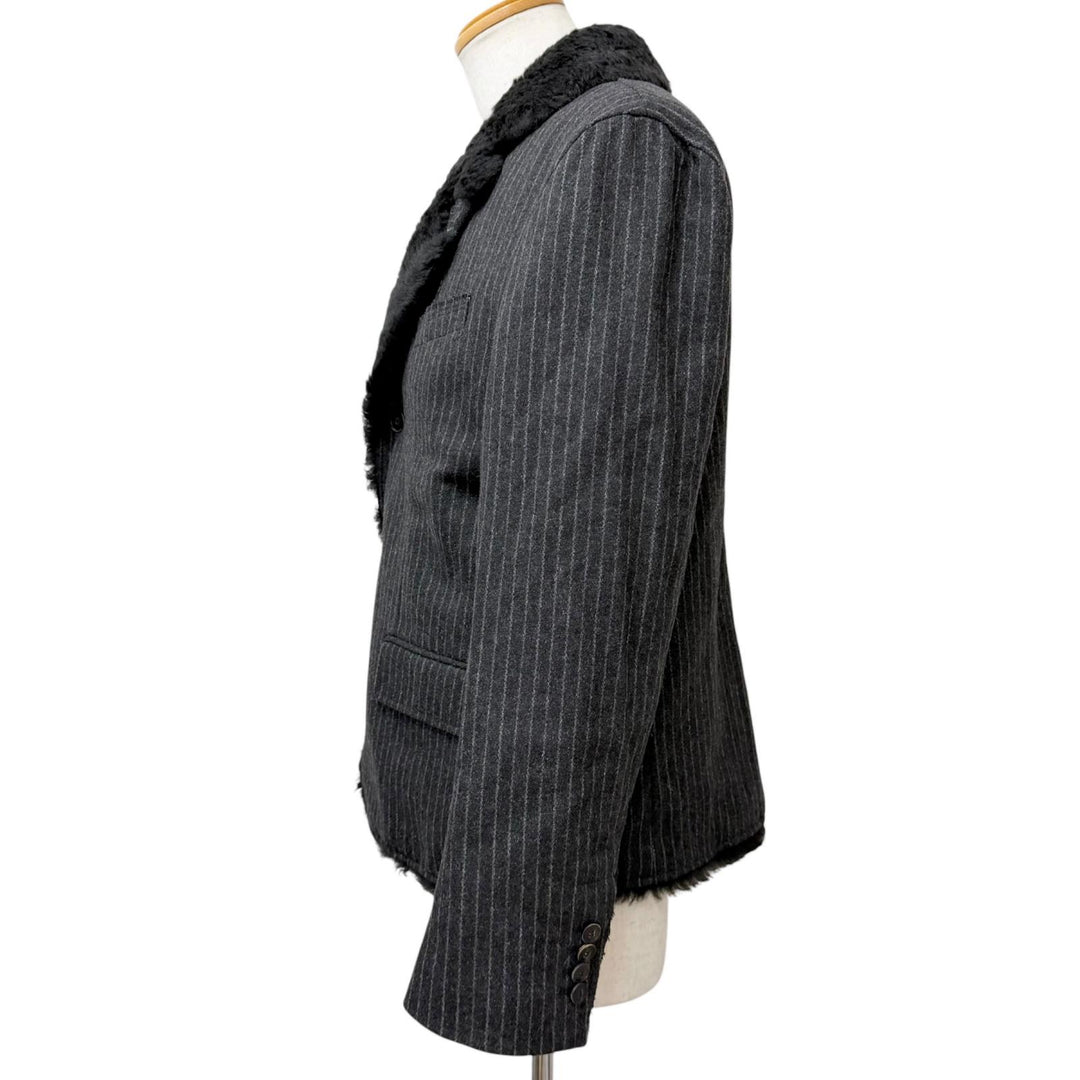 Excellent DOLCE&GABBANA Mouton jacket Stripe Pattern Tailored