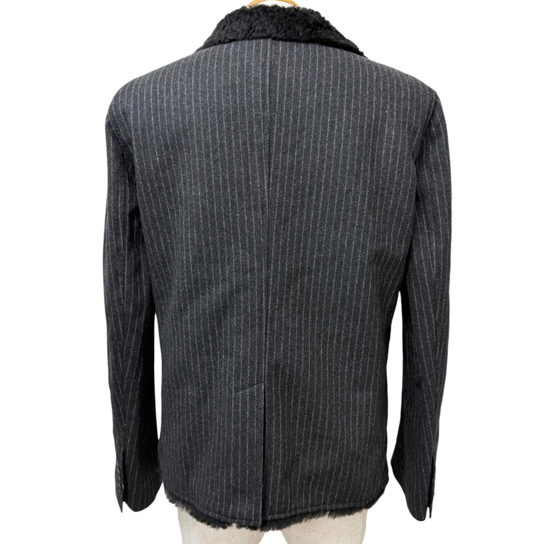 Excellent DOLCE&GABBANA Mouton jacket Stripe Pattern Tailored