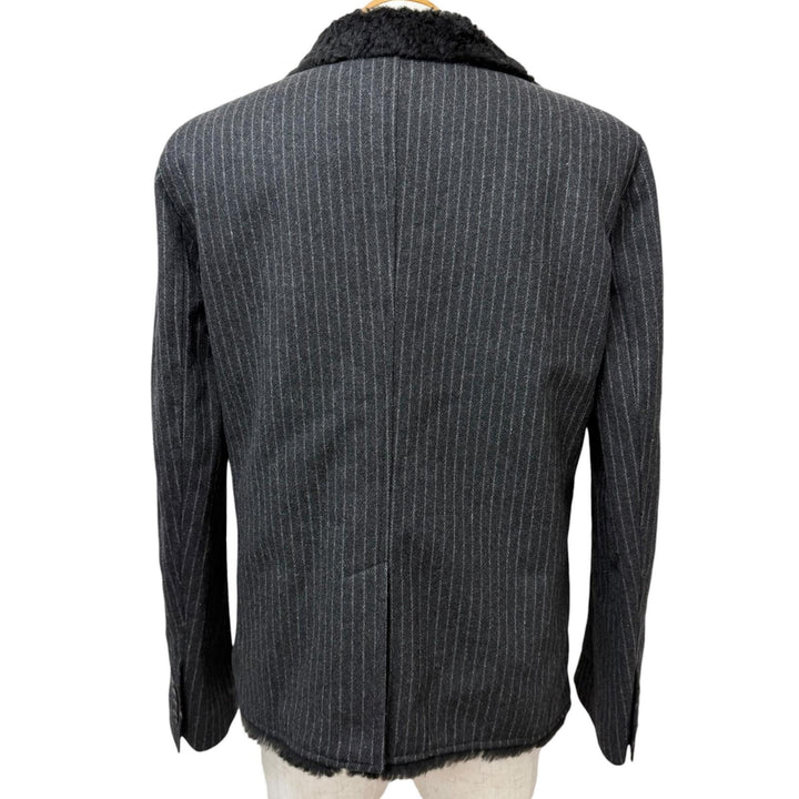 Excellent DOLCE&GABBANA Mouton jacket Stripe Pattern Tailored