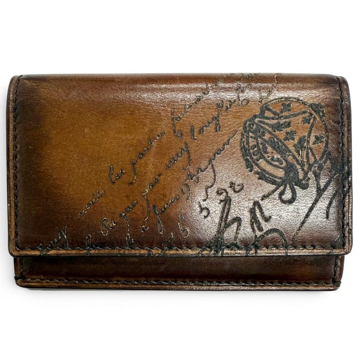 Excellent BERLUTI Akaju Flap Compact Wallet cacao intenso Venice Calfskin