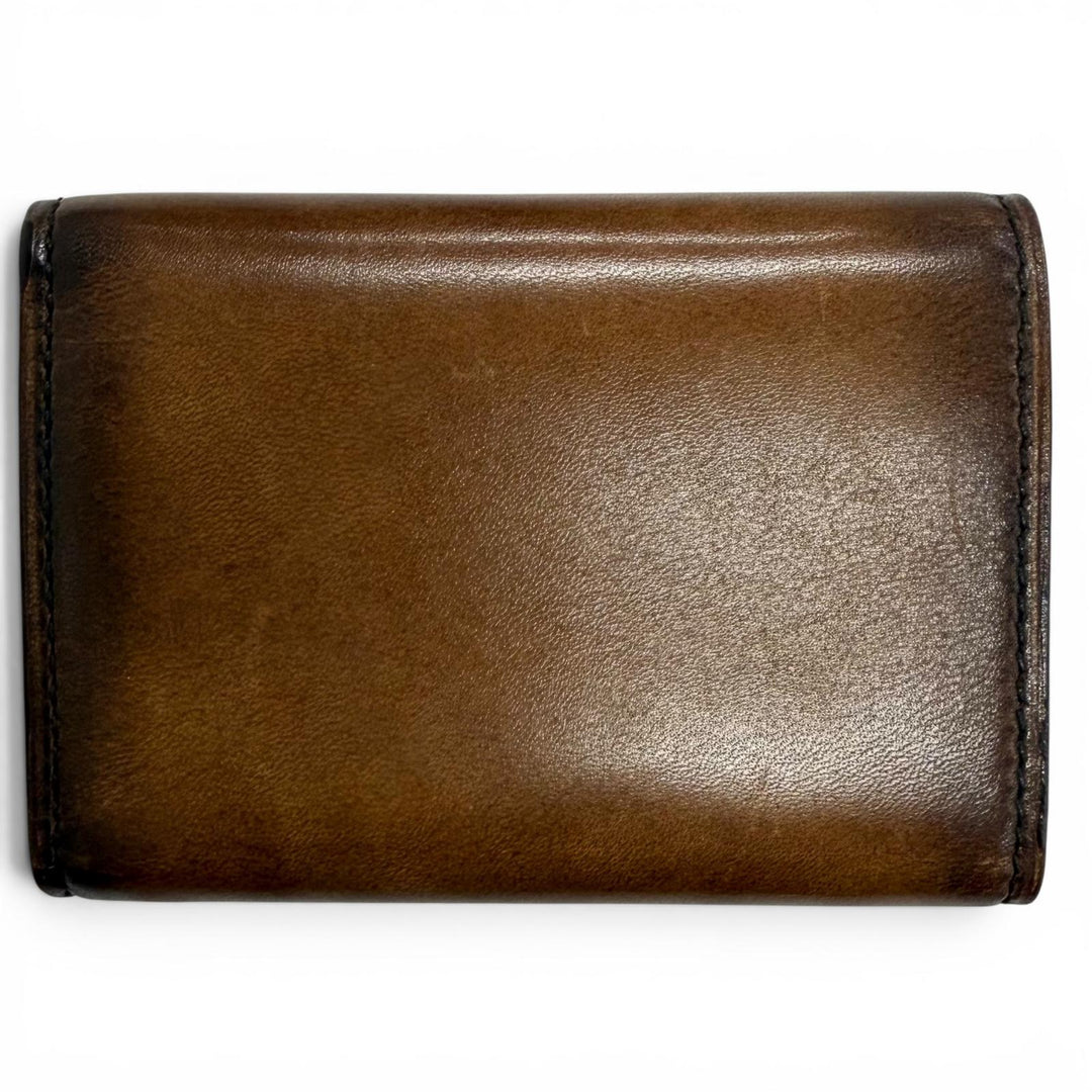Excellent BERLUTI Akaju Flap Compact Wallet cacao intenso Venice Calfskin