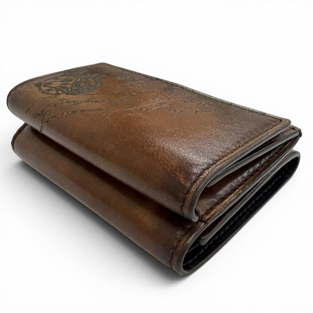 Excellent BERLUTI Akaju Flap Compact Wallet cacao intenso Venice Calfskin