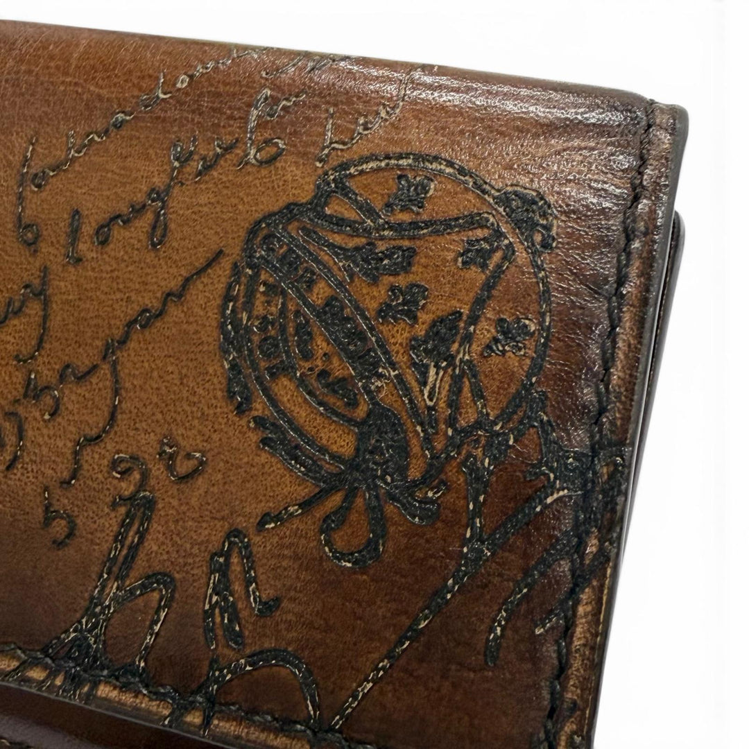 Excellent BERLUTI Akaju Flap Compact Wallet cacao intenso Venice Calfskin