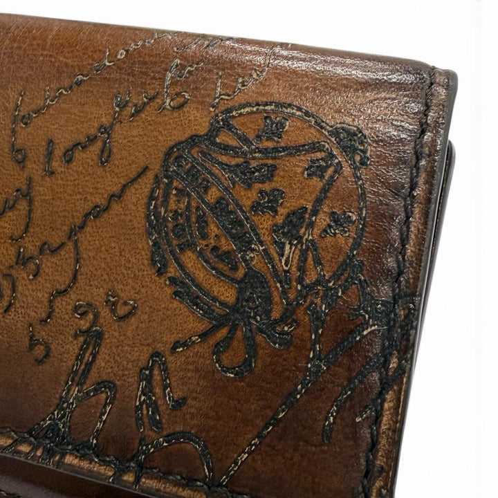Excellent BERLUTI Akaju Flap Compact Wallet cacao intenso Venice Calfskin