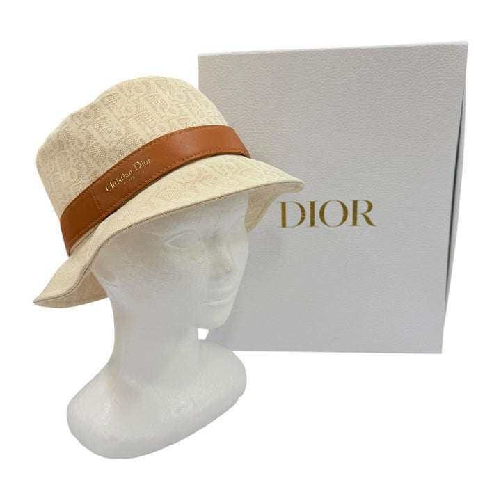 Excellent Christian Dior hat Teddy-D Oblique Bob Hat light beige 58 CPB06132ECOB