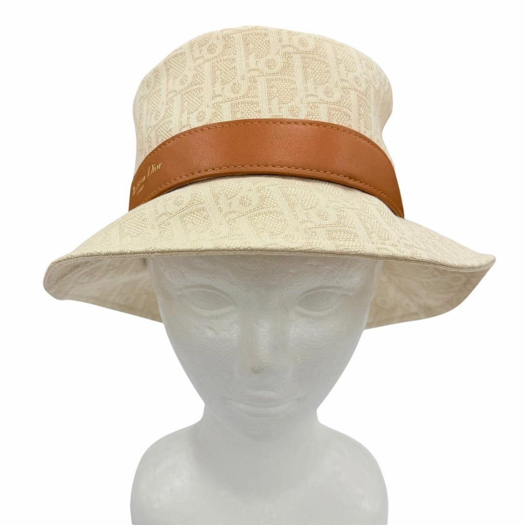 Excellent Christian Dior hat Teddy-D Oblique Bob Hat light beige 58 CPB06132ECOB