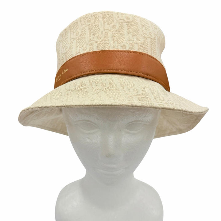 Excellent Christian Dior hat Teddy-D Oblique Bob Hat light beige 58 CPB06132ECOB