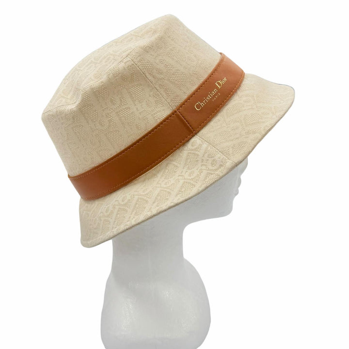 Excellent Christian Dior hat Teddy-D Oblique Bob Hat light beige 58 CPB06132ECOB