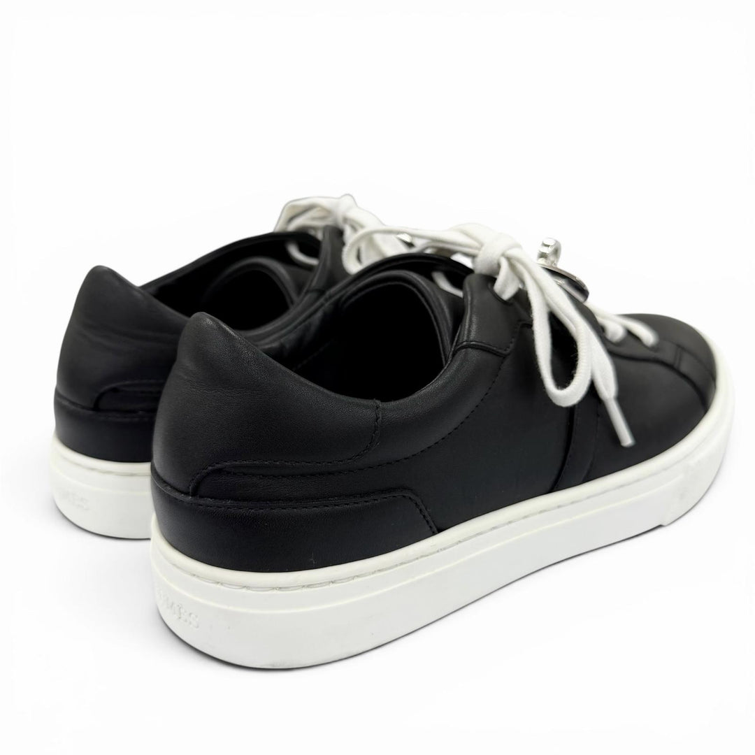Great HERMES Low cut sneakers Day Kelly buckle lace-up leather black Women 36