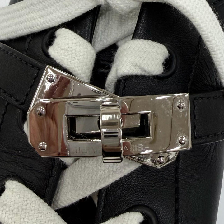 Great HERMES Low cut sneakers Day Kelly buckle lace-up leather black Women 36