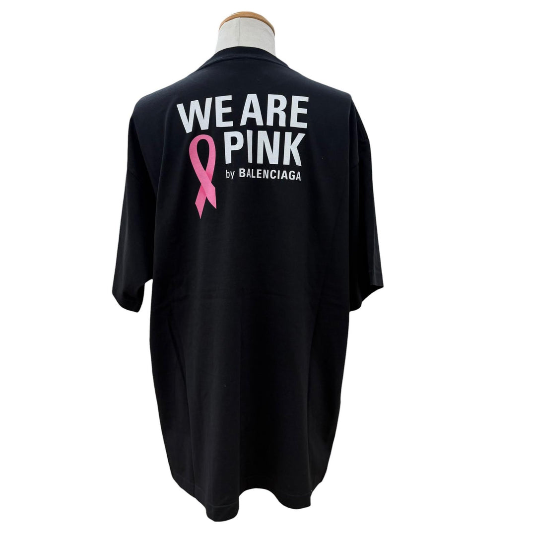 Pristine BALENCIAGA Short sleeve T-shirt We Are Pink black cotton mens S 641655