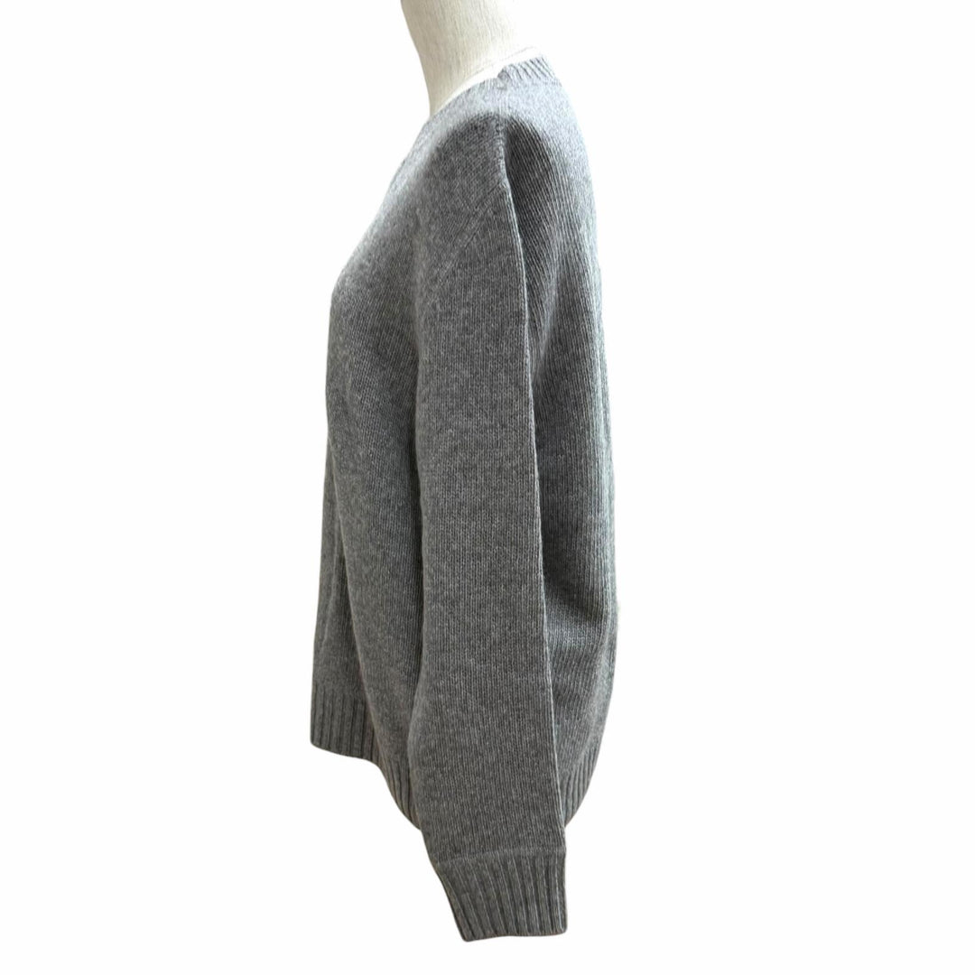 Great PRADA sweater Logo Cashmere Wool Crew Neck Sweater gray wool 42 P24G1V
