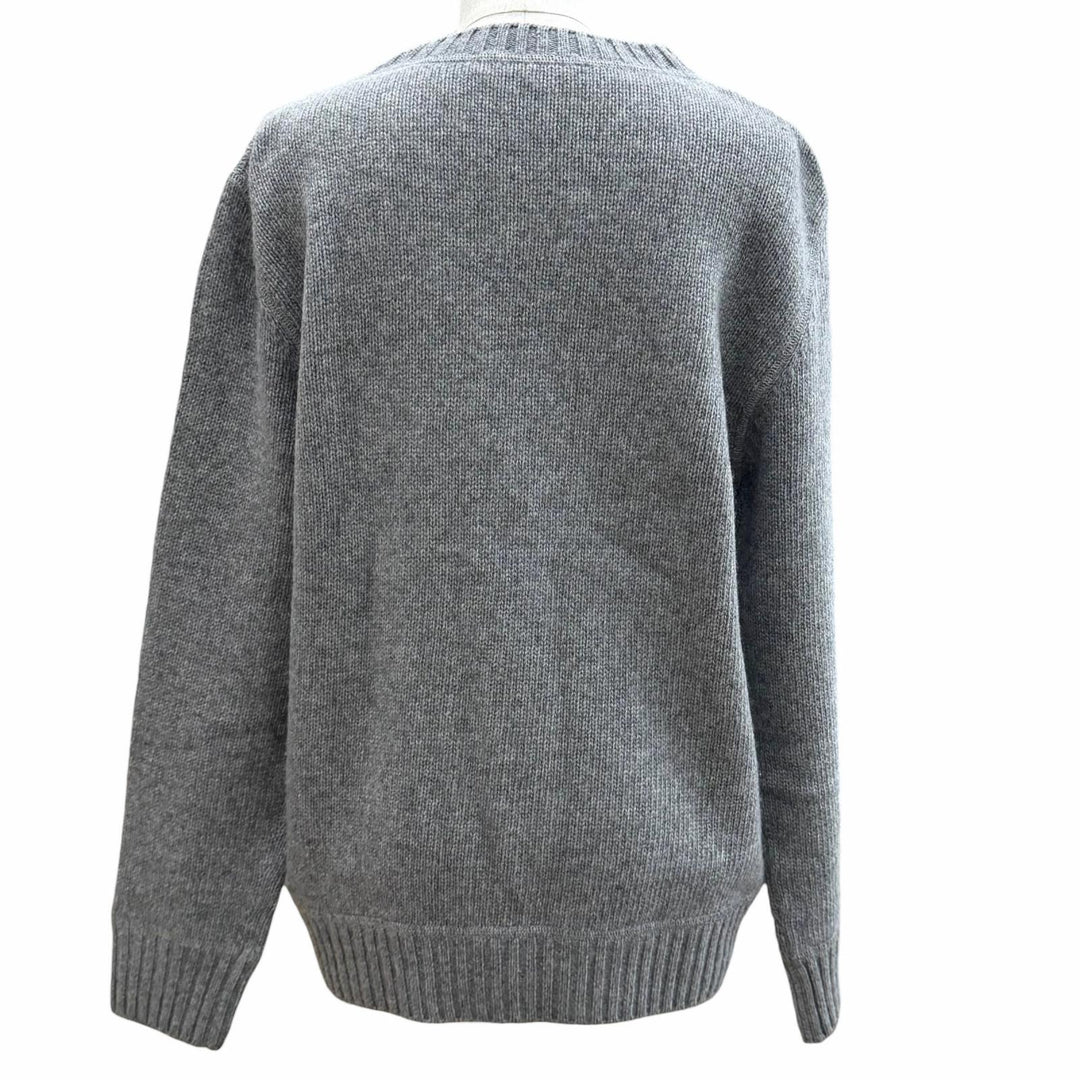 Great PRADA sweater Logo Cashmere Wool Crew Neck Sweater gray wool 42 P24G1V