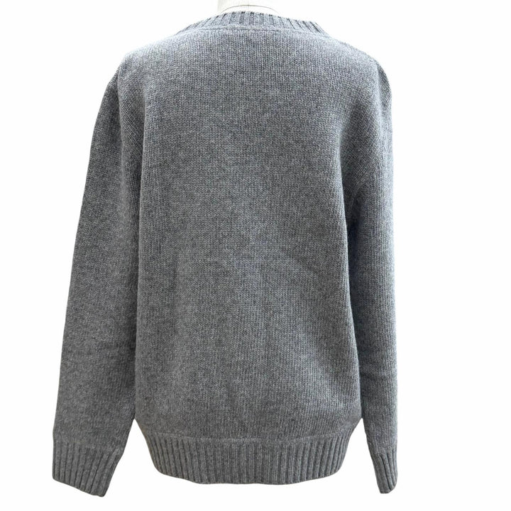 Great PRADA sweater Logo Cashmere Wool Crew Neck Sweater gray wool 42 P24G1V