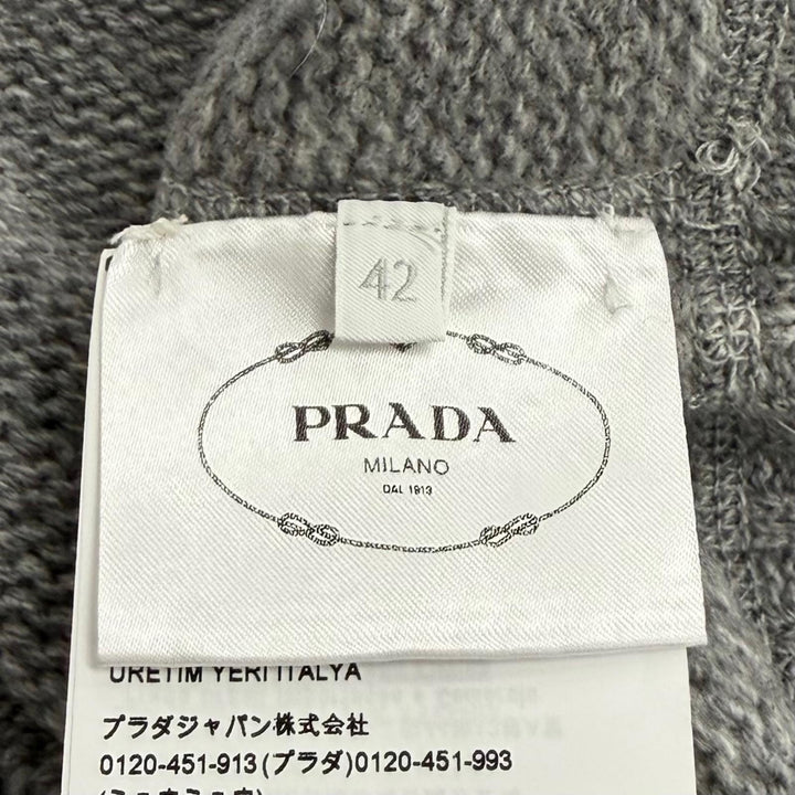 Great PRADA sweater Logo Cashmere Wool Crew Neck Sweater gray wool 42 P24G1V