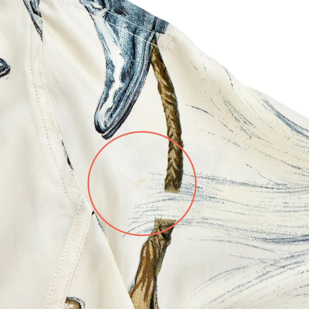 Great HERMES Short sleeve shirt A propos de Bottes Logo button Ivory silk 40