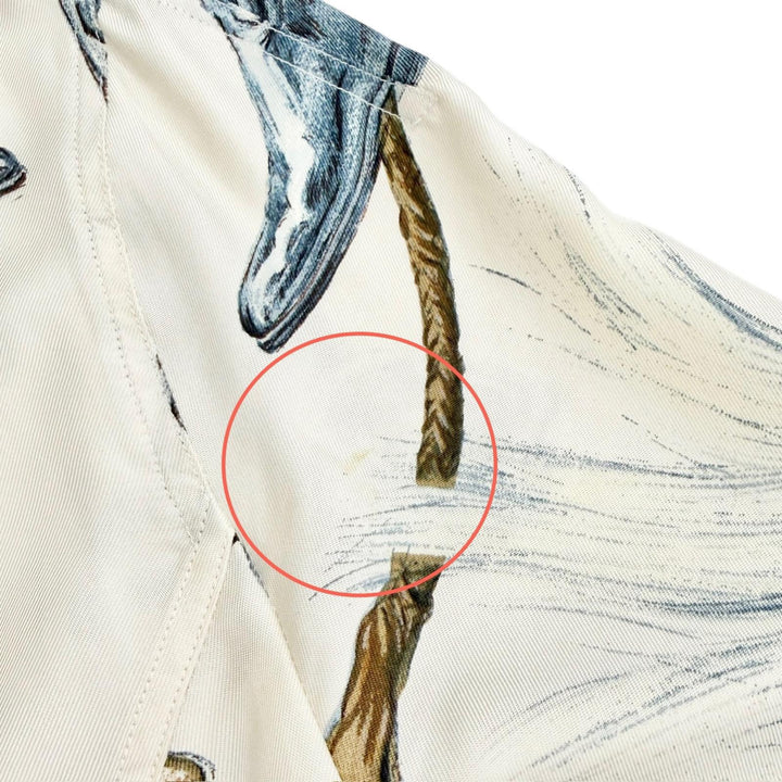 Great HERMES Short sleeve shirt A propos de Bottes Logo button Ivory silk 40