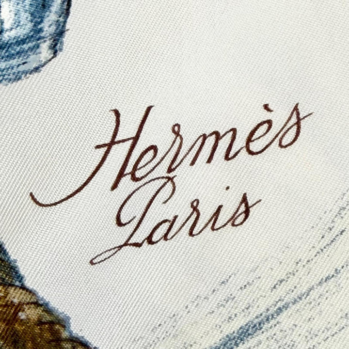 Great HERMES Short sleeve shirt A propos de Bottes Logo button Ivory silk 40