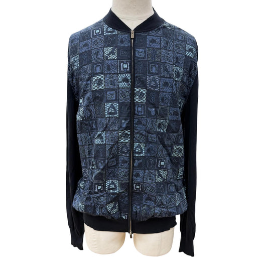 Very Good HERMES Jacket Knitted zip-up blouson with all-over print paneling XL