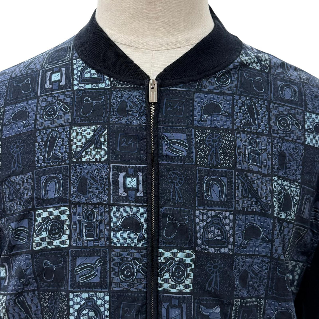 Very Good HERMES Jacket Knitted zip-up blouson with all-over print paneling XL