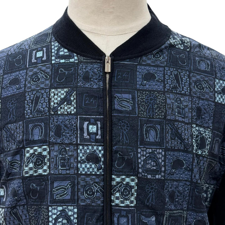 Very Good HERMES Jacket Knitted zip-up blouson with all-over print paneling XL