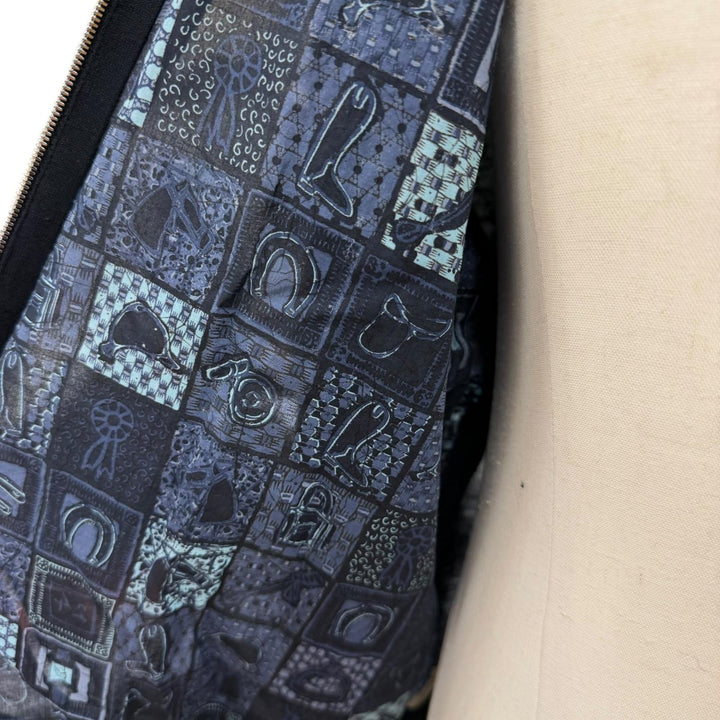 Very Good HERMES Jacket Knitted zip-up blouson with all-over print paneling XL