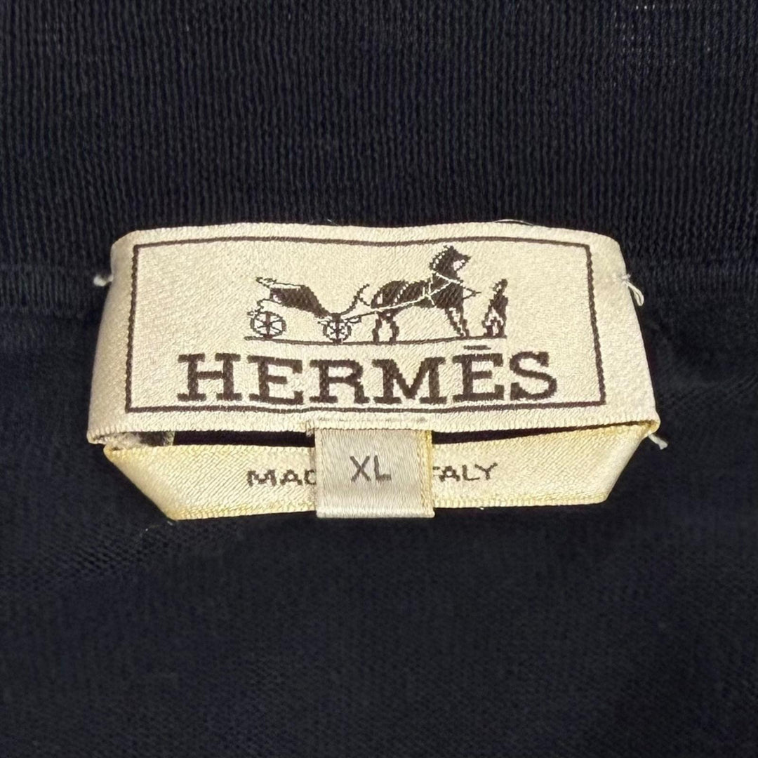 Very Good HERMES Jacket Knitted zip-up blouson with all-over print paneling XL