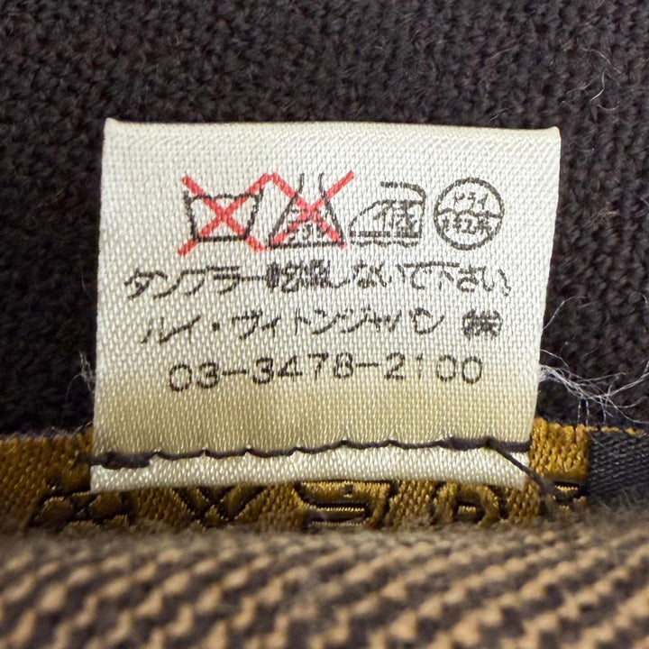 Great LOUIS VUITTON shawl Logo fringed large stole Brown wool Women