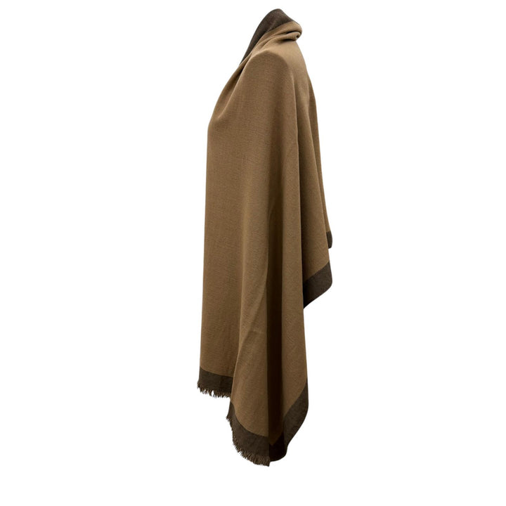 Great LOUIS VUITTON shawl Logo fringed large stole Brown wool Women