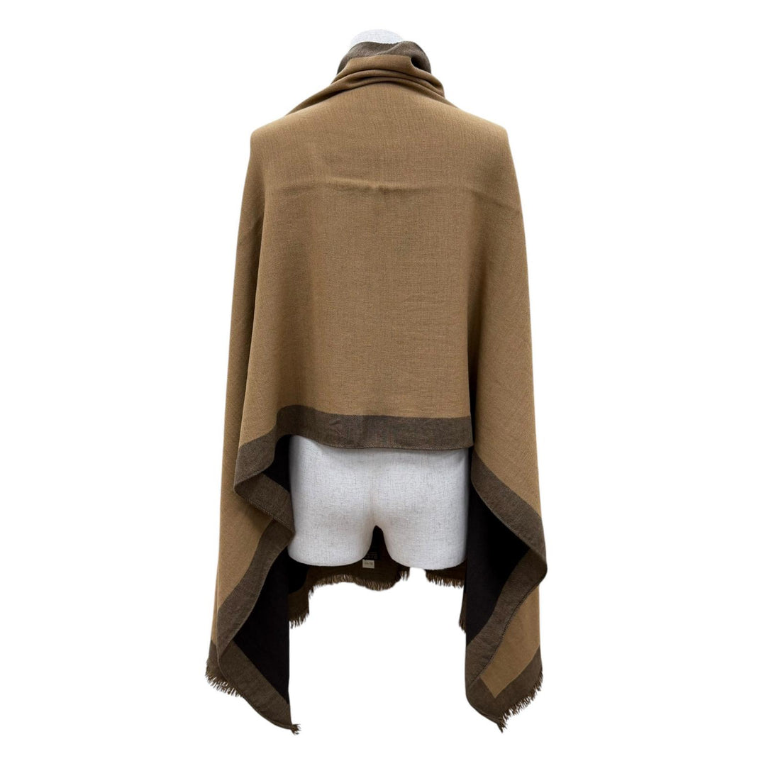 Great LOUIS VUITTON shawl Logo fringed large stole Brown wool Women