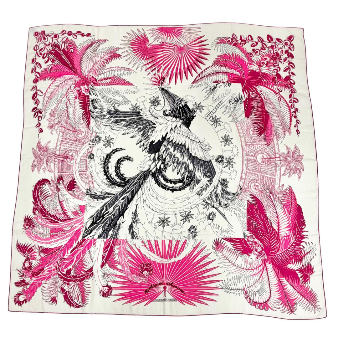 Excellent HERMES scarf Myths of the Phoenix Carrejean Carre 140 Pink cashmere