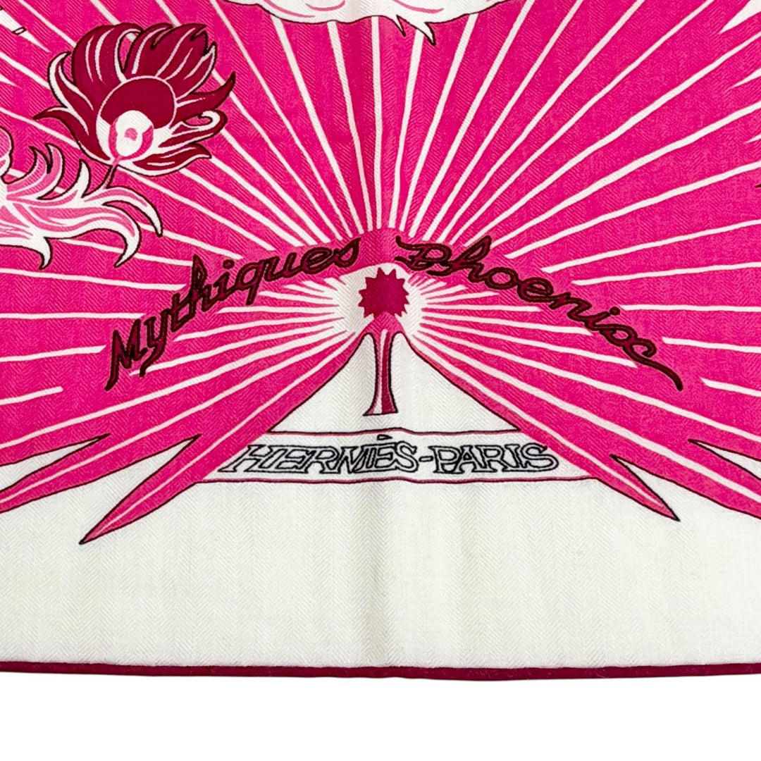 Excellent HERMES scarf Myths of the Phoenix Carrejean Carre 140 Pink cashmere