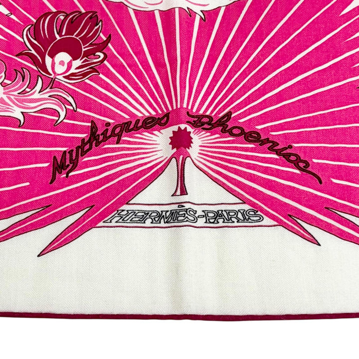 Excellent HERMES scarf Myths of the Phoenix Carrejean Carre 140 Pink cashmere