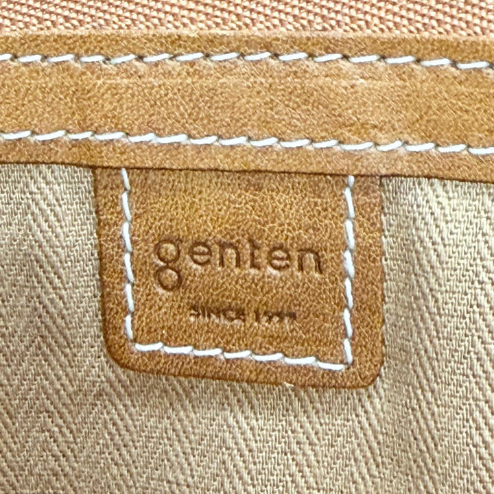 Excellent genten Square Leather Paper Bag Tote Bag Handbag Brown leather Women