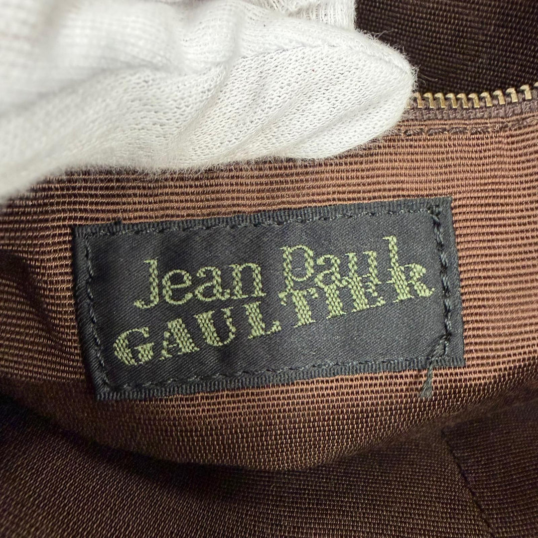 Excellent JEAN-PAUL GAULTIER Handbag Logo design V-Cyber Green system Women