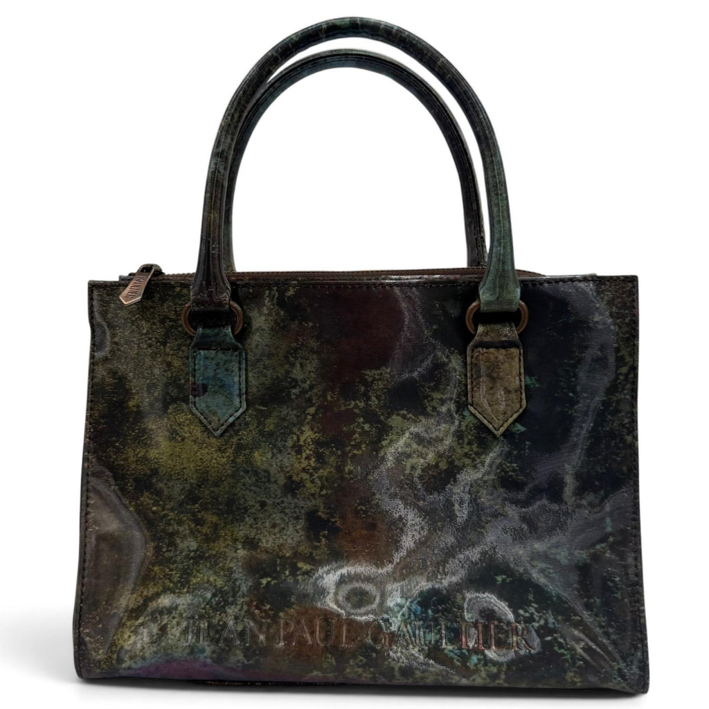 Jean Paul Gaultier V cyber メッセージバッグ Excellent JEAN-PAUL GAULTIER Handbag Logo design V-Cyber Green